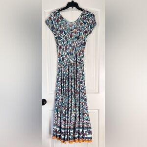 Soft Surroundings Kara Maxi Dress Size M Tiered Floral Boho Peasant Cottage